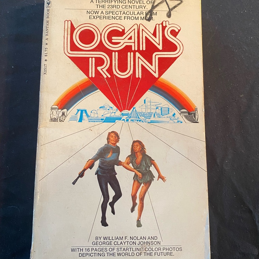 Logan's Run Paperback Novel - Retro Sci‑Fi Cover (White, Red, Blue)